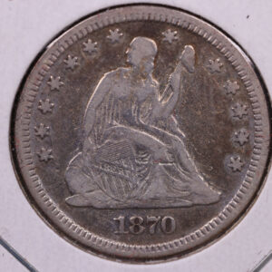 1870 Liberty Seated Quarter., Very Fine Circulated Coin., Store#1092