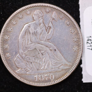 1870 Seated Liberty Half Dollar, Affordable Collectible Circulated Coin, Store #14217