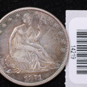 1871 Seated Liberty Half Dollar, Affordable Collectible Circulated Coin, Store #14219