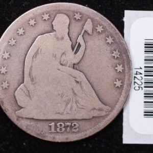 1872-CC Seated Liberty Half Dollar, Affordable Collectible Circulated Coin, Store #14225