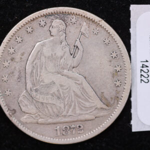 1872-S Seated Liberty Half Dollar, Affordable Collectible Circulated Coin, Store #14222