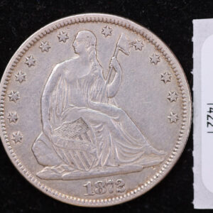 1872 Seated Liberty Half Dollar, Affordable Collectible Circulated Coin, Store #14221