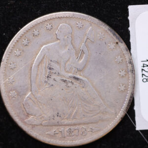 1873-S Seated Liberty Half Dollar, No Arrows, Closed 3. Circulated Coin, Store #14228
