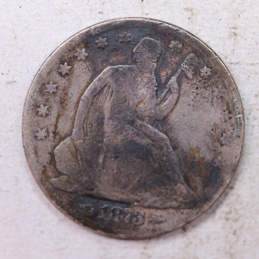 1873 Seated Liberty Half Dollar., Good Circulated Coin., Store #1485