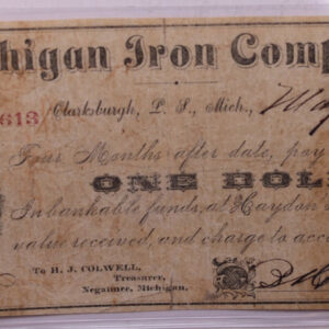 1874 $1, Michigan Iron Co., Lake Superior, Mich., Store #18614