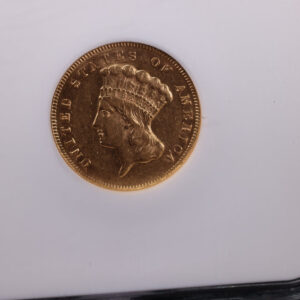 1874 $3 Gold Princess Head, NGC Certified AU-58. Store #100001