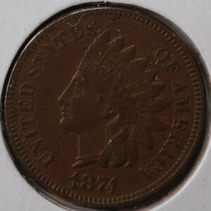 1874 Indian Head Cent, Circulated Coin Nice Details, Store #83114