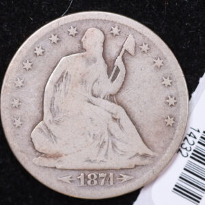 1874-S Seated Liberty Half Dollar, Affordable Collectible Circulated Coin, Store #14232
