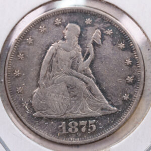 1875 20 Cent Piece. About Uncirculated Coin. Store #1151