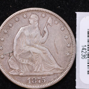 1875-CC Seated Liberty Half Dollar, Affordable Collectible Circulated Coin, Store #14236