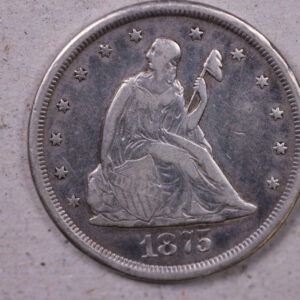 1875-CC Seated Liberty, Twenty Cent Piece., V.F. Circulated Coin., Store#1128