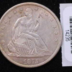 1875-S Seated Liberty Half Dollar, Affordable Collectible Circulated Coin, Store #14235