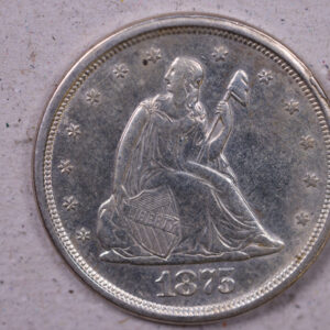 1875-S Seated Liberty, Twenty Cent Piece., A.U. Circulated Coin., Store#1127