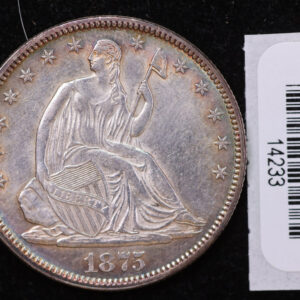 1875 Seated Liberty Half Dollar, Affordable Collectible Circulated Coin, Store #14233