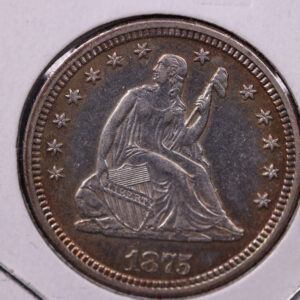 1875 Seated Liberty Quarter, Uncirculated Details., Coin., Store#1095