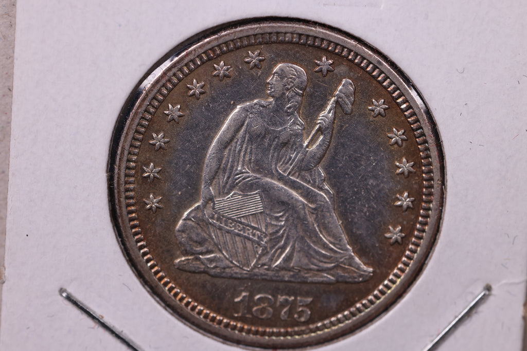 1875 Seated Liberty Quarter, Uncirculated Details., Coin., Store#1095