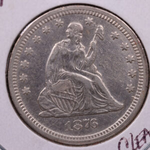 1876-CC Seated Liberty Quarter, Mint State., Uncirculated Details Coin., Store#1099