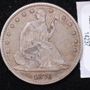 1876 Seated Liberty Half Dollar, Affordable Collectible Circulated Coin, Store #14237