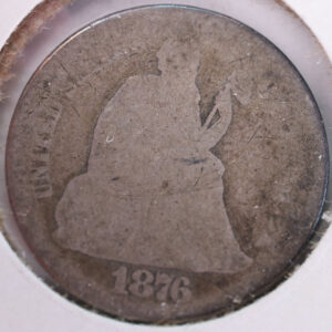1876 Seated Liberty Silver Dime, Good Circulated Coin, Store #d876.02