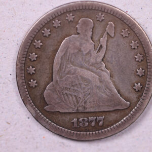 1877-CC Seated Liberty Quarter, Very Fine Circulated Coin., Store#1104