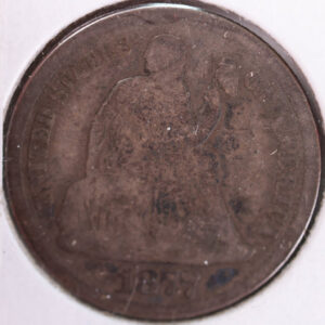 1877-CC Seated Liberty Silver Dime, Very Fine Circulated Coin, Store #d877C01