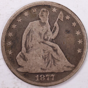 1877 Liberty Seated Half Dollar, Very Good Circulated Coin, Store #H877.01