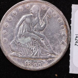 1877-S Seated Liberty Half Dollar, Affordable Circulated Early Date. Store #14242