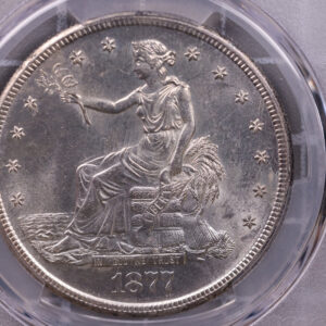 1877-S Trade Silver Dollar., PCGS Genuine, UNC Details., Store #0903