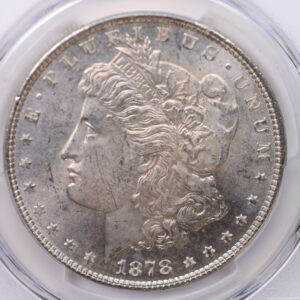 1878 Morgan Silver Dollar., 7/8 T.F.., PCGS Certified, MS63. SALE #88090