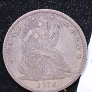 1878 Seated Liberty Half Dollar, Affordable Circulated Early Date. Store #14243