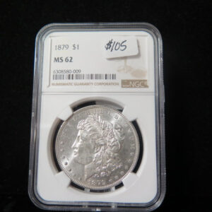 1879 Morgan Silver Dollar, NGC Graded MS 62 . Store #03083