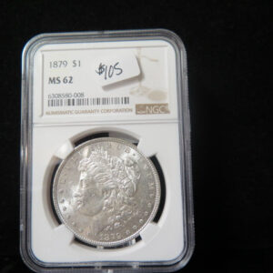1879 Morgan Silver Dollar, NGC Graded MS 62. Store #03086