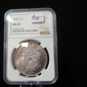 1879 Morgan Silver Dollar, NGC Graded MS 63. Store #03073