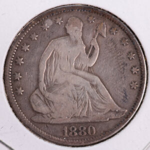 1880 Liberty Seated Half Dollar, Affordable Circulated Coin. Store Sale #23080974