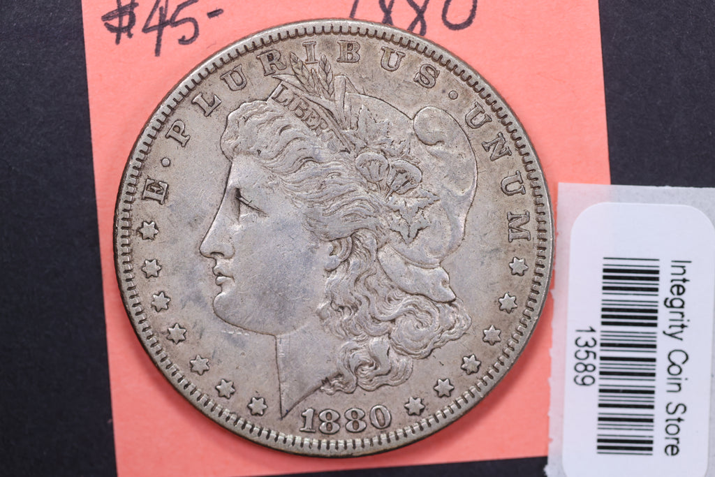 1880 Morgan Silver Dollar, Affordable Circulated Coin, Store #13589