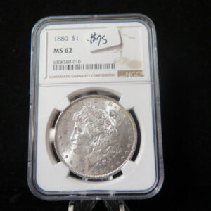1880 Morgan Silver Dollar, NGC Graded MS 62 Uncirculated Coin. Store #03094
