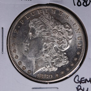 1880-S Morgan Silver Dollar, GEM Brilliant Un-Circulated condition. Coin Store #04663
