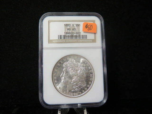 1880-S Morgan Silver Dollar, NGC Graded MS 63. Store #03103