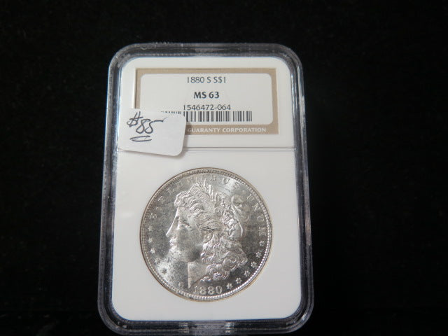 1880-S Morgan Silver Dollar, NGC Graded MS 63. Store #03104