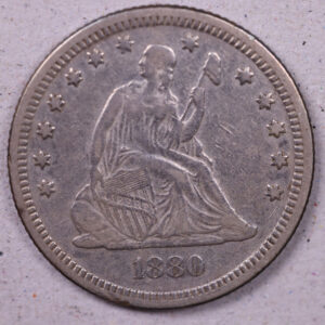 1880 Seated Liberty Quarter, Extra Fine Circulated Coin., Store#1105