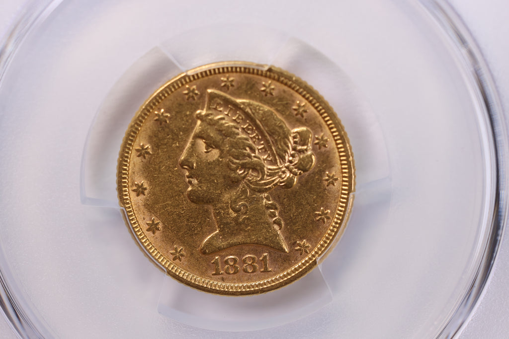 1881 $5 Gold Liberty., Pre-1933 Half Eagle., PCGS XF-45., Store #2207