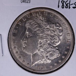1881-S Morgan Silver Dollar, About Un-Circulated condition, Store #04623