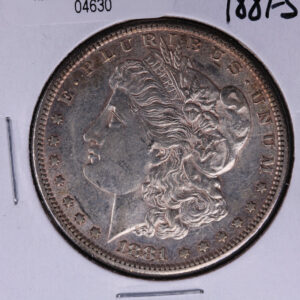 1881-S Morgan Silver Dollar, About Un-Circulated condition. Store #04630