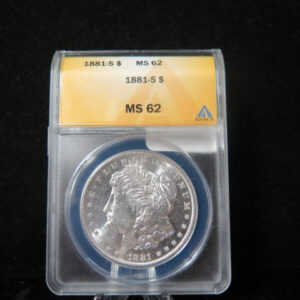 1881-S Morgan Silver Dollar, ANACS Graded MS 62. Store #03106