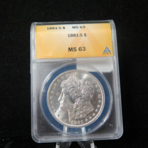 1881-S Morgan Silver Dollar, ANACS Graded MS 63 UNC. Store #03112