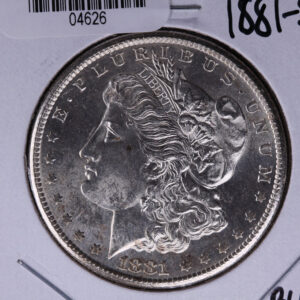 1881-S Morgan Silver Dollar, Brilliant Mint State, Store #04626