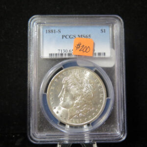 1881-S Morgan Silver Dollar, PCGS Graded MS 65 UNC. Store #03113