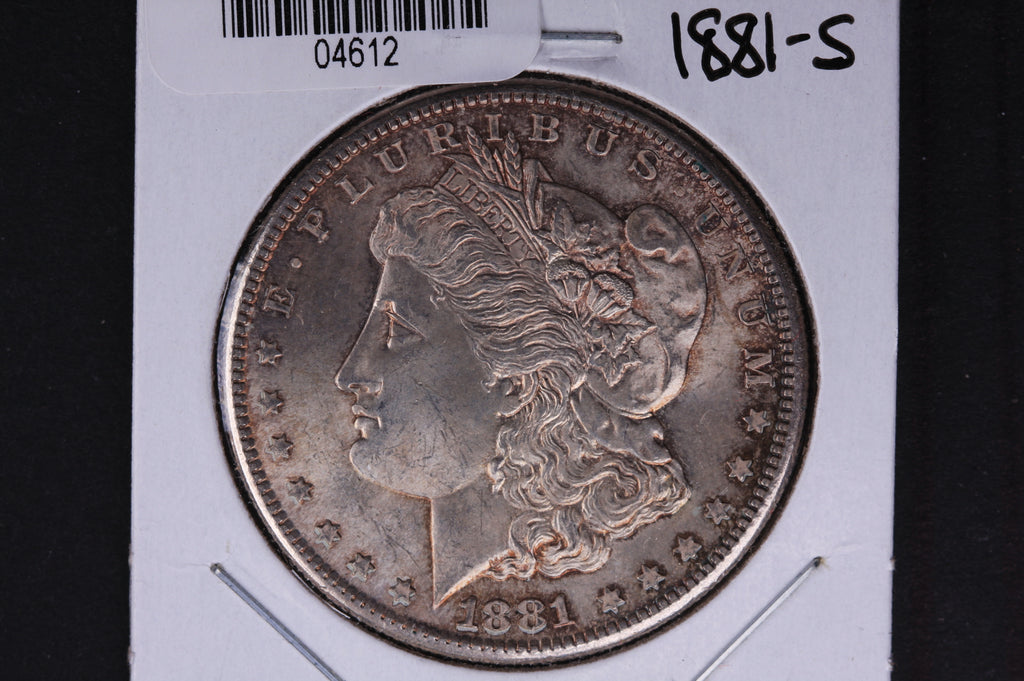 1881-S Morgan Silver Dollar, Un-Circulated condition, Toned. Store #04612