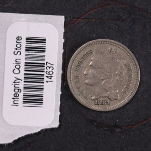 1881 Three Cent Copper Nickel (CN). Affordable Collectible Coin. Store #14637