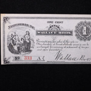 1882 1 Cent, Merchant Script., Obsolete Currency, Affordable Collectible Currency, Sale #353488